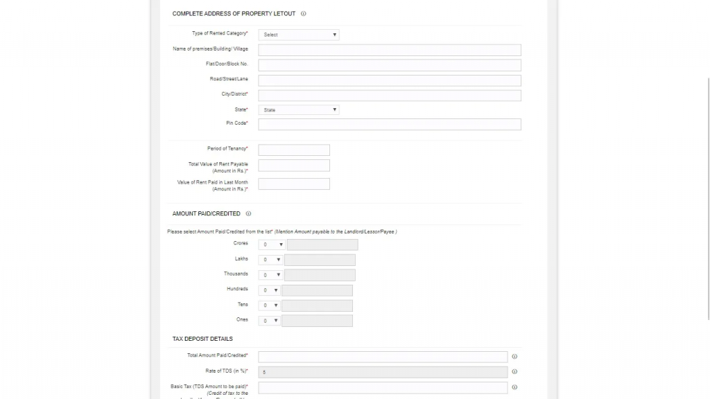 Details of the property for Form 26QC