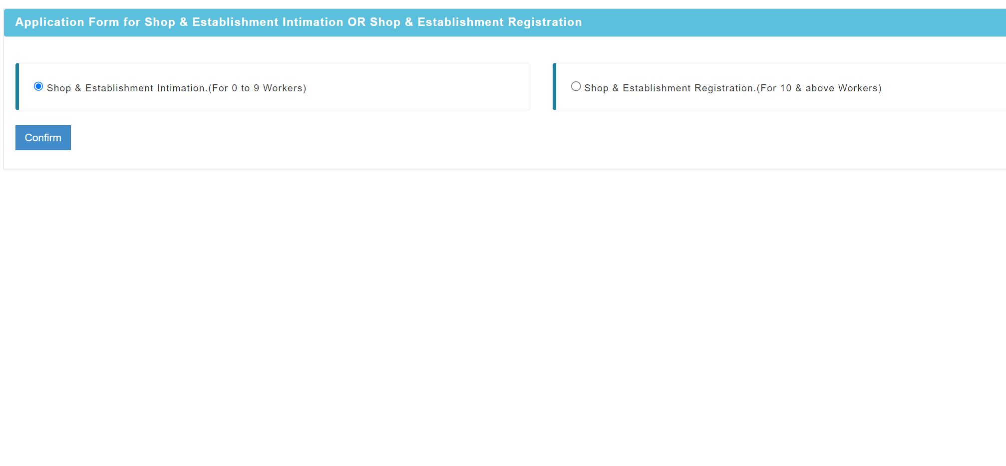 Selecting number of workers for shop and Establishment registration