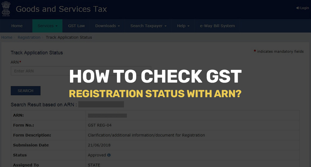 Check GST status with ARN
