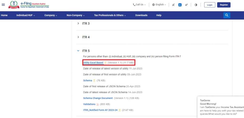download offline utility to file itr 5