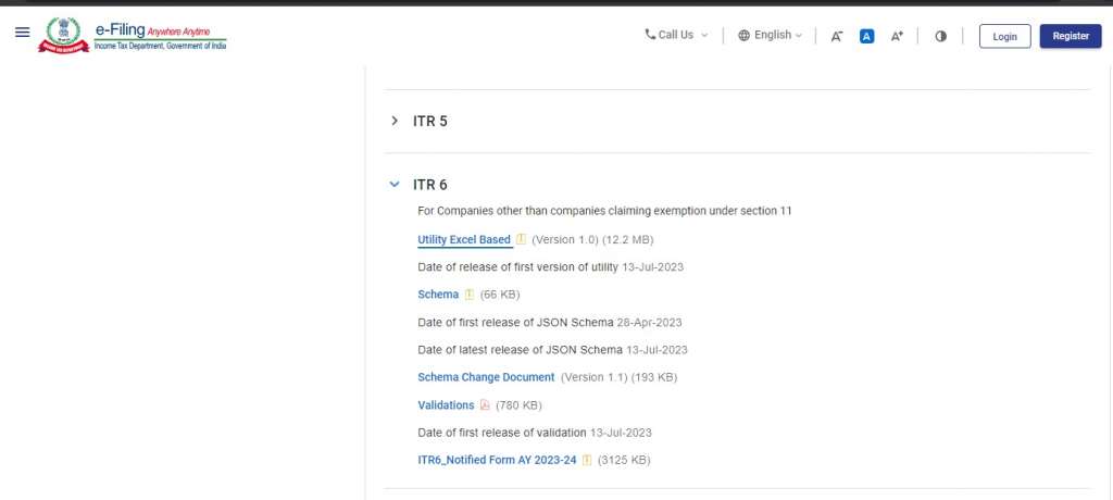 ITR 6 offline utility download