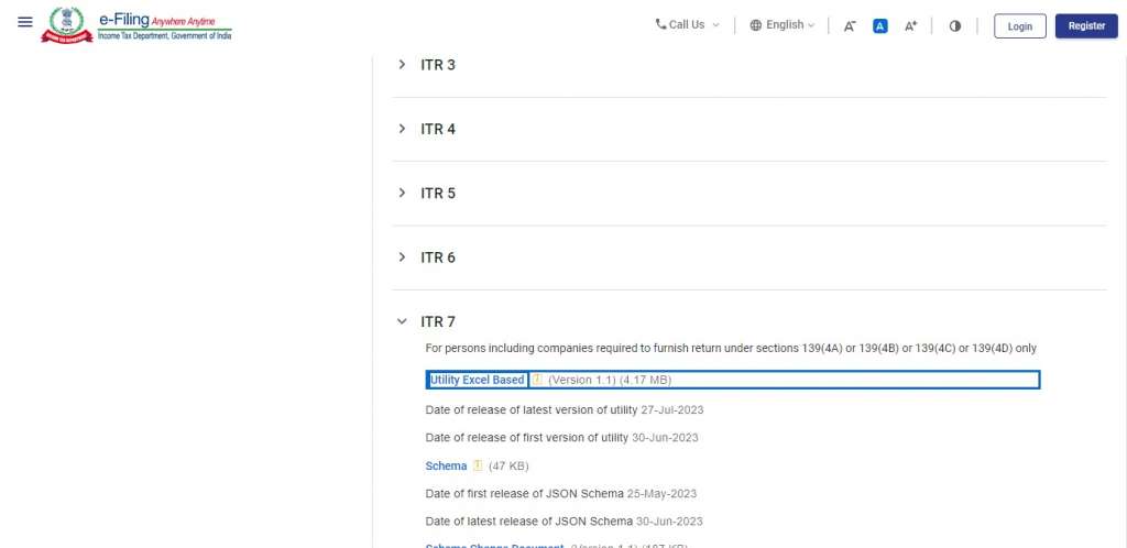 Step 1 in itr 7 offline filing