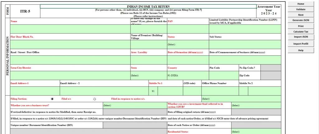 offline utility for itr 5 form